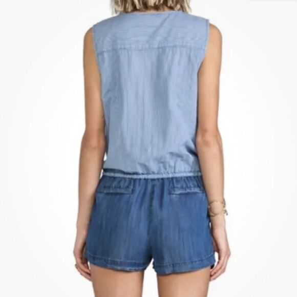 C and C California romper denim with striped denim top size small - Picture 2 of 13